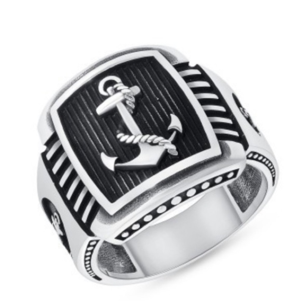 New Sterling Silver Men’s Anchor Ring 9 10 11 12
